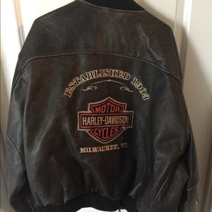 Harley Davidson Leather Jacket embroidered